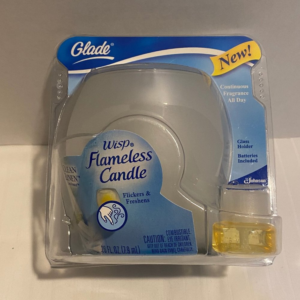 Glade Wisp Flameless Candle Clean Linen Scented Essential Oil Discontinued
